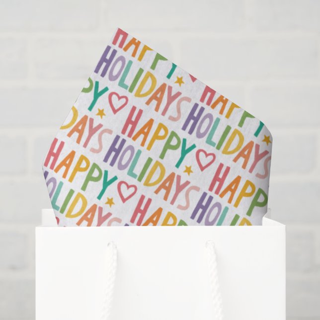 Papier Mousseline Rainbow HAPPY VACANCES À LA MAIN À Noël (Sac cadeau)