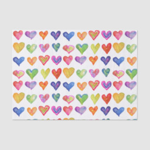 Papier Mousseline Rainbow Hearts 10lb Tissue Paper, blanc