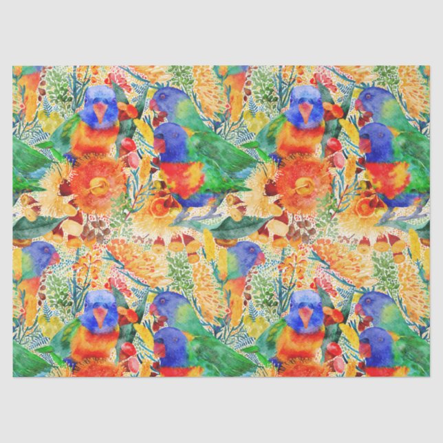 Papier Mousseline Rainbow Lorikeet Garden (Recto)