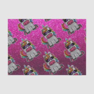 Papier Mousseline Rainbow Unicorn Hot rose Parties scintillant Envel