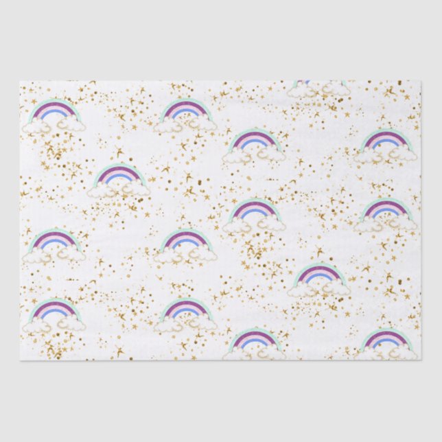 Papier Mousseline Rainbows Nuages Et Étoiles (Recto)