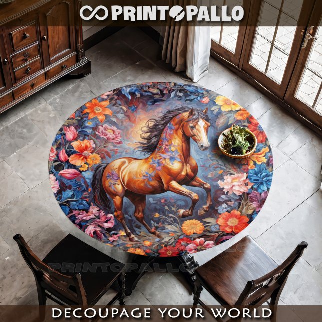 Papier Mousseline Rampant brown colt in flowers (Créateur téléchargé)