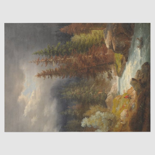 Papier Mousseline Randonnée pédestre au bord d'une rivière torrentie (Recto)