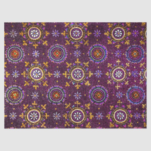 PAPIER MOUSSELINE RAVENNA BYZANTINE MOSAIC PURPLE BLUE STARRY NUIT (Recto)