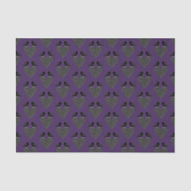 Papier Mousseline Ravens gothiques et Coeur noir (Recto)