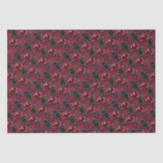 Papier Mousseline Ravens gothiques vintages et Rose rouge foncé