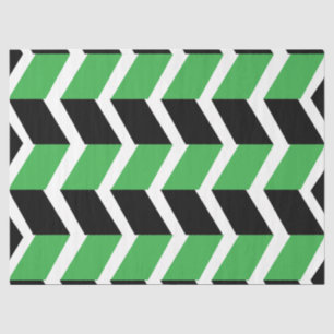 Papier Mousseline Rayure Chevron Noir Vert