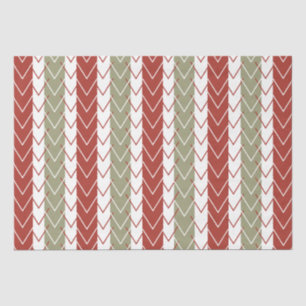 Papier Mousseline Rayure Chevron Rouge et Sarcelle
