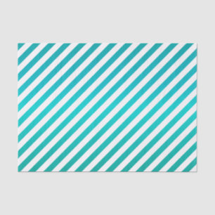 Papier Mousseline Rayures bleues et blanches turquoises riches