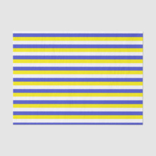 Papier Mousseline Rayures bleues, jaunes et blanches