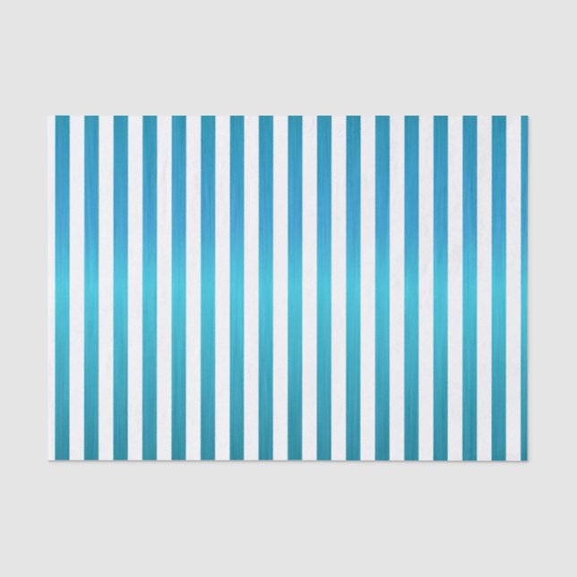 Papier Mousseline Rayures de bleu et de blanc de turquoise (Recto)