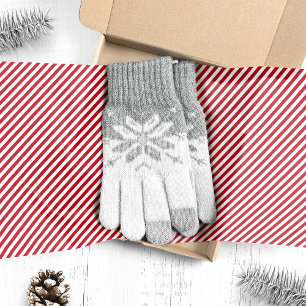 Papier Mousseline Rayures de Canne à Sucre Rouge et Blanc Noël
