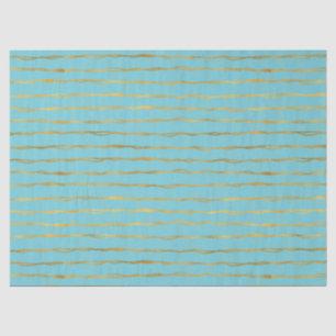 Papier Mousseline Rayures de charme d'or de turquoise