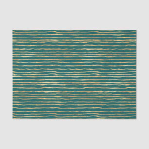 Papier Mousseline Rayures de Doodle turquoise et or