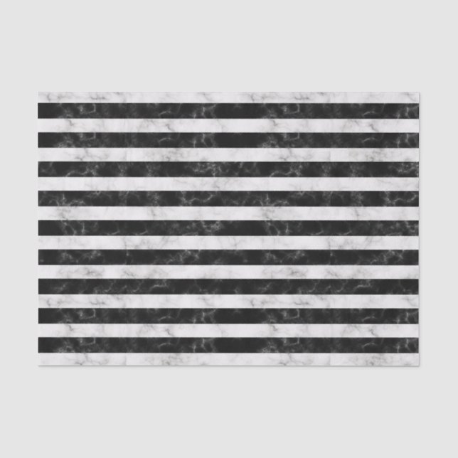Papier Mousseline Rayures de marbre noires et blanches audacieuses (Recto)