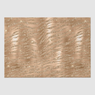 Papier Mousseline Rayures de Tigre Pailletées Dorées Motif Métalliqu