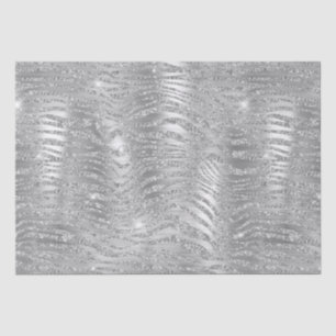 Papier Mousseline Rayures de zèbre métallisées pailletées argentées
