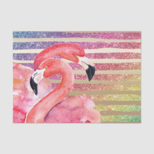 Papier Mousseline Rayures d'or de parties scintillantes de Flamants