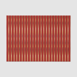 Papier Mousseline Rayures métalliques et rouges de Faux d'or