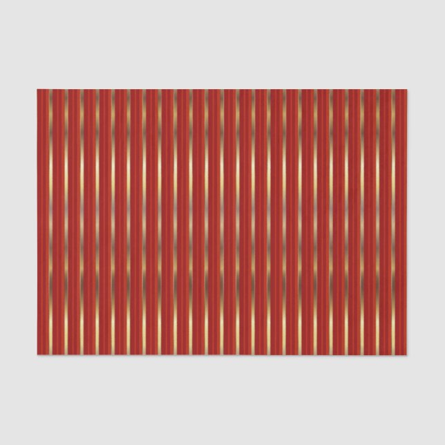 Papier Mousseline Rayures métalliques et rouges de Faux d'or (Recto)