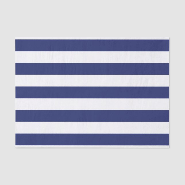 Papier Mousseline Rayures nautiques de bleu marine (Recto)