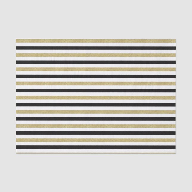 Papier Mousseline Rayures noires d'or (Recto)