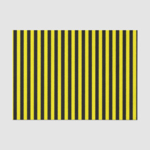 Papier Mousseline Rayures noires et jaunes verticales