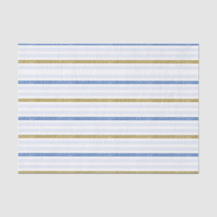 Papier Mousseline Rayures pailletées bleu et or