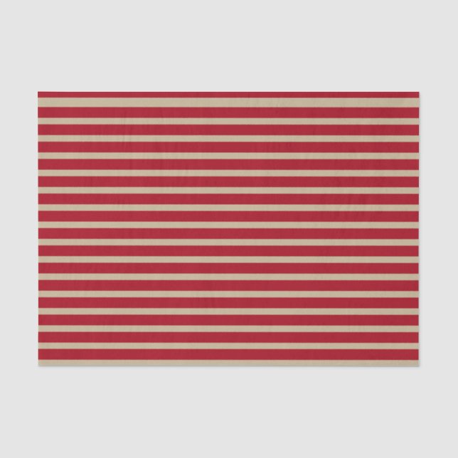 Papier Mousseline Rayures rouge foncé et beiges (Recto)