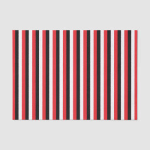 Papier Mousseline Rayures rouges et noires et blanches verticales