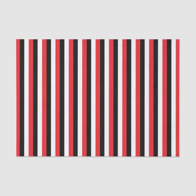 Papier Mousseline Rayures rouges et noires et blanches verticales (Recto)