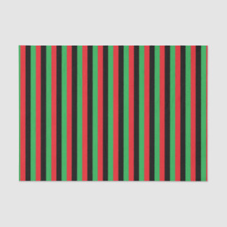 Papier Mousseline Rayures rouges, noires et vertes verticales