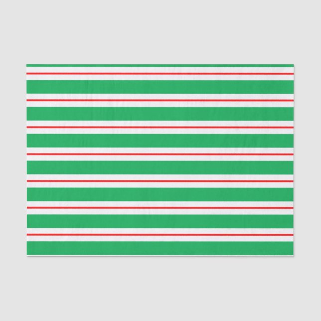 Papier Mousseline Rayures vertes blanches rouges de sucre de canne (Recto)