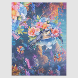 Papier Mousseline Récif de corail, Tortue de mer & Poisson Decoupage