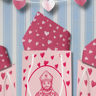 Papier Mousseline Red and Pink Hand Drawn Heart Pattern