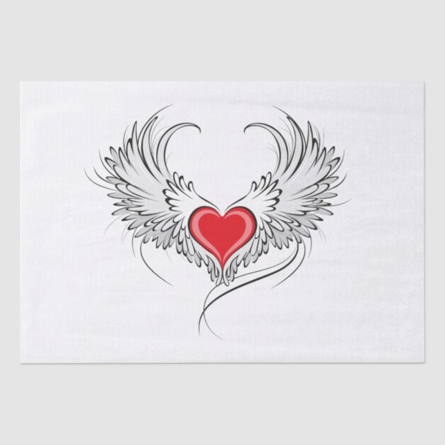 Papier Mousseline Red Angel Coeur avec ailes (Recto)