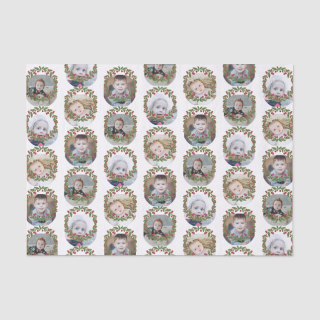 Papier Mousseline Red Berry Wreath Photo Collage Christmas (Recto)
