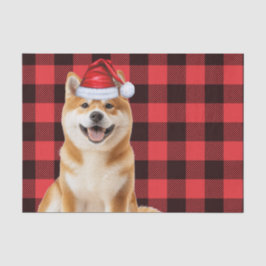 Papier Mousseline Red Buffalo Plaid Christmas Akita Dog Holiday