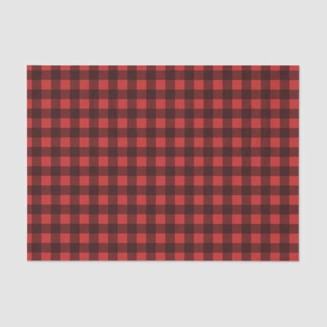 Papier Mousseline Red buffalo plaid pattern Christmas tissue paper (Recto)