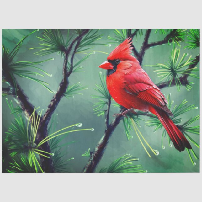 Papier Mousseline Red Cardinal Tissue Paper (Recto)