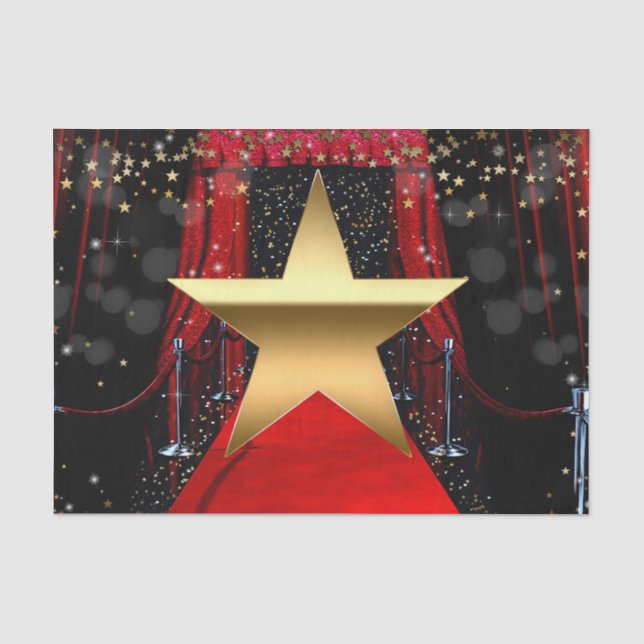 Papier Mousseline Red Carpet Hollywood Gold Stars Anniversaire (Recto)