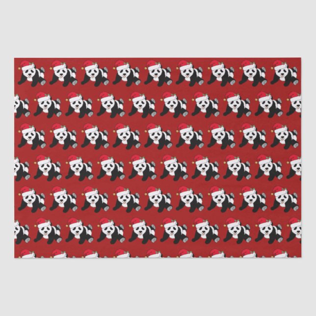 Papier Mousseline Red Christmas Panda Bear Mignonne Holiday (Recto)