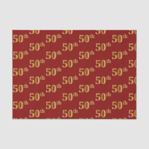 Papier Mousseline Red, Faux Gold 50th (Cinquantième) Event Tissue Pa