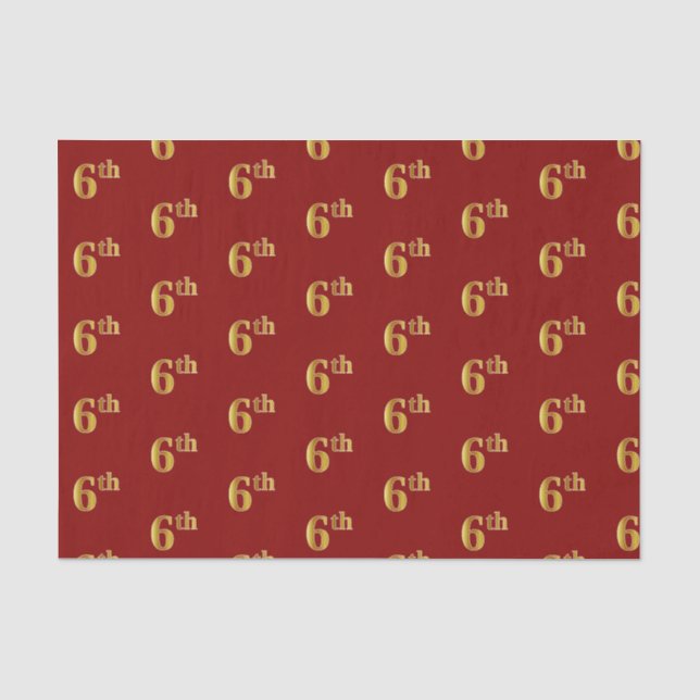 Papier Mousseline Red, Faux Gold 6th (Sixième) Event Tissue Paper (Recto)