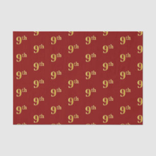 Papier Mousseline Red, Faux Gold 9th (Neuvième) Event Tissue Paper