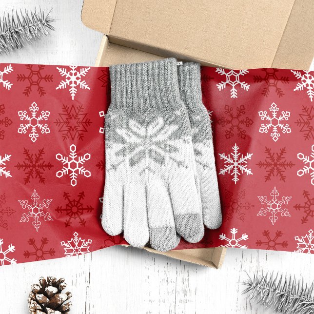 Papier Mousseline Red Festive Snowflake Motif (Créateur téléchargé)