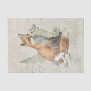 Papier Mousseline Red Fox Fern Champhroom Woodland Forest Decoupage