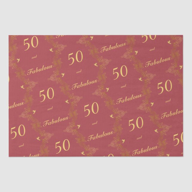 Papier Mousseline Red Gold moderne 50 Fabuleux anniversaire (Recto)