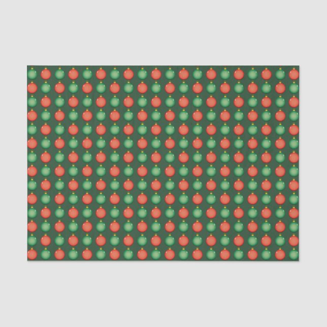 Papier Mousseline Red Green Christmas Balls Festive Noël (Recto)
