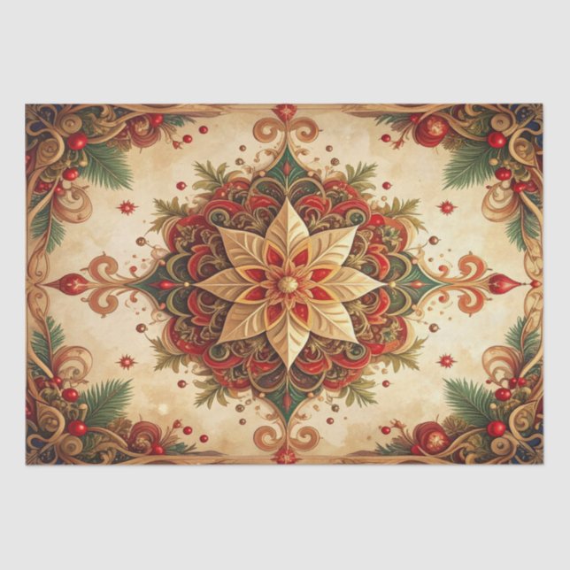 Papier Mousseline Red Green Decorative Holiday Tissue Paper (Recto)